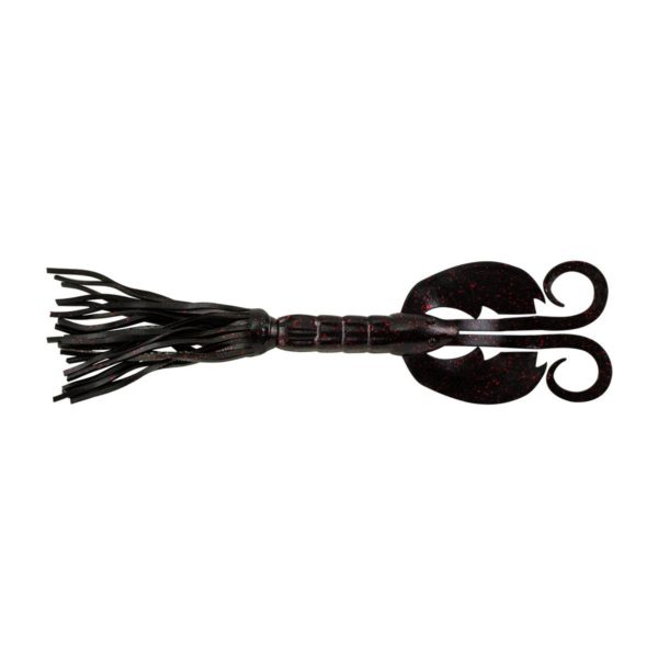 Bearded CrazyLeg Chigger Craw Soft Bait – 4 1-2″ Length, Black Red Fleck, Per 5
