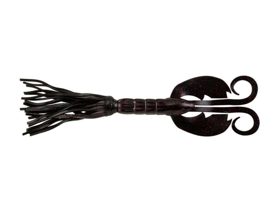 Bearded CrazyLeg Chigger Craw Soft Bait – 4 1-2″ Length, Black Red Fleck, Per 5