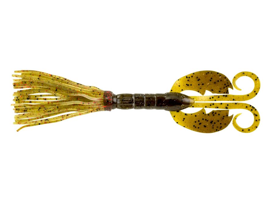 Bearded CrazyLeg Chigger Craw Soft Bait – 4 1-2″ Length, California-Green Pumpkin, Per 5