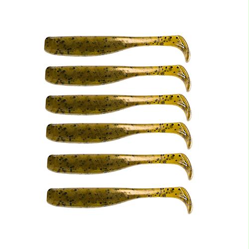 ElaZtech Swimbait Lures – 3″ Length, Green Pumpkin, Package of 6