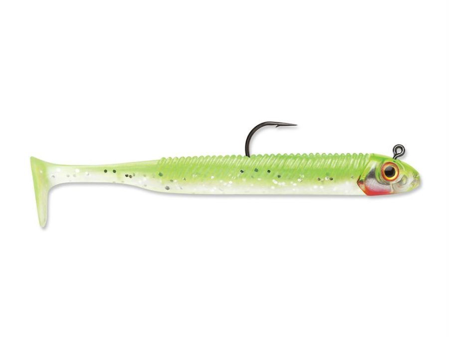 360GT Searchbait Swimmer Lure – 4 1-2″ Length, 1-4 oz, Chartreuse Ice, Package of 1 Rigged and 2 Extra Bodies