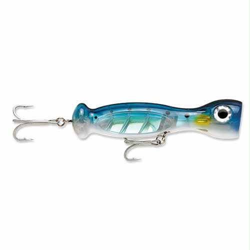 Jet Popper Hard Bait Lure – Saltwater, Size 5, 5 1-4″ Length, Topwater Depth, Black-Sardine, Per 1