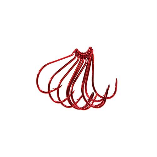 Long Shank Octopus Hook – 2 Hook Size, Red, Package of 10