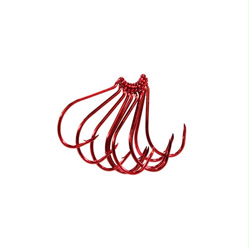 Long Shank Octopus Hook – 4 Hook Size, Red, Package of 10