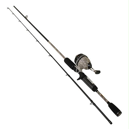 American Hero Camo Speed Spin Spinning Combo – 3.;:1 Gear Rtio, 6′ Length, 2 Piece. Medium Power, Ambidextrous