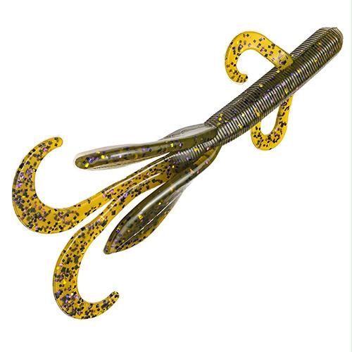 KVD Perfect Plastic Magnum Game Soft Bait Lure – Freshwater, 5 1-4″ Length, Green Pumpkin Purple & Gold, Package of 6