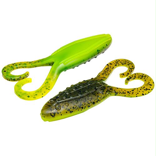Gurgle Toad Soft Bait Lure – 4″ Length, Green Pumpkin Chartreuse Belly, Package of 5