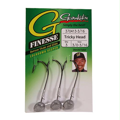 G-Finesse Trickyhead Shakey Head – 3-0 Hook Size, 3-16 oz, NS Black, Package of 3