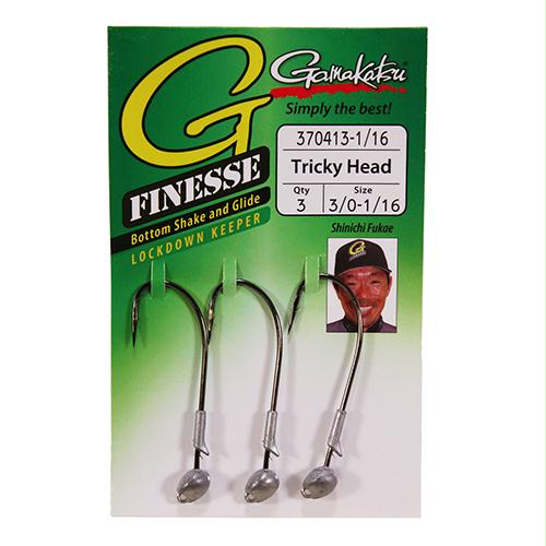 G-Finesse Trickyhead Shakey Head – 3-0 Hook Size, 1-16 oz, NS Black, Package of 3