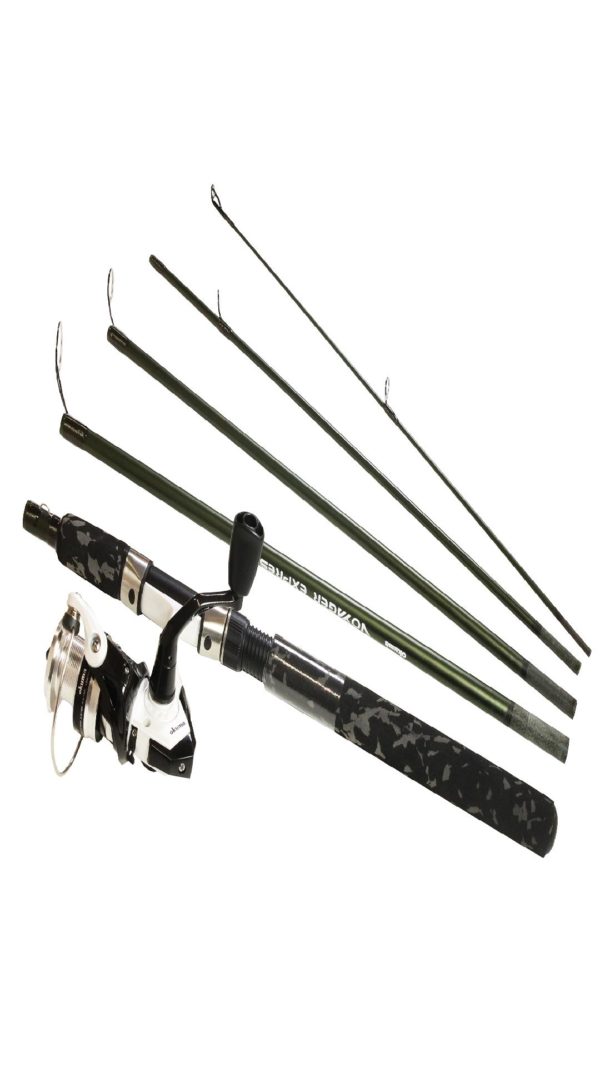 Voyager Express 5 Piece Spinning Combo – 20, 4.8:1 Gear Ratio, 6′ Length, 4-10 lb Line Rate, Md-Light Power, Ambidextrous