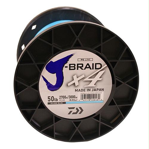 JBraid x4 Braided Line 3000 Yards, 50 lbs Tested, .013″ Diameter, Island Blue
