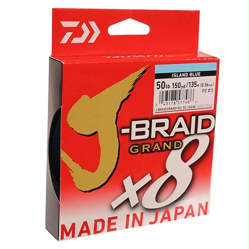 J-Braid x8 Grand Braided Line – 150 Yards, 50 lb Tested, .014″ Diameter, Island Blue