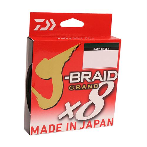 J-Braid x8 Grand Braided Line – 150 Yards, 8 lbs Tested, .005″ Diameter, Dark Green