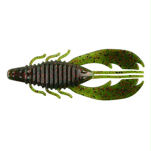 PowerBait Craw Fatty Soft Bait – 4″ Bait Length, Green Pumpkin Red, Package of 8