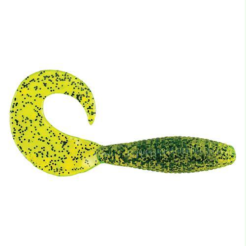 PowerBait Power Grubs Soft Bait – 5″ Bait Length, Chartreuse Pepper, Package of 10
