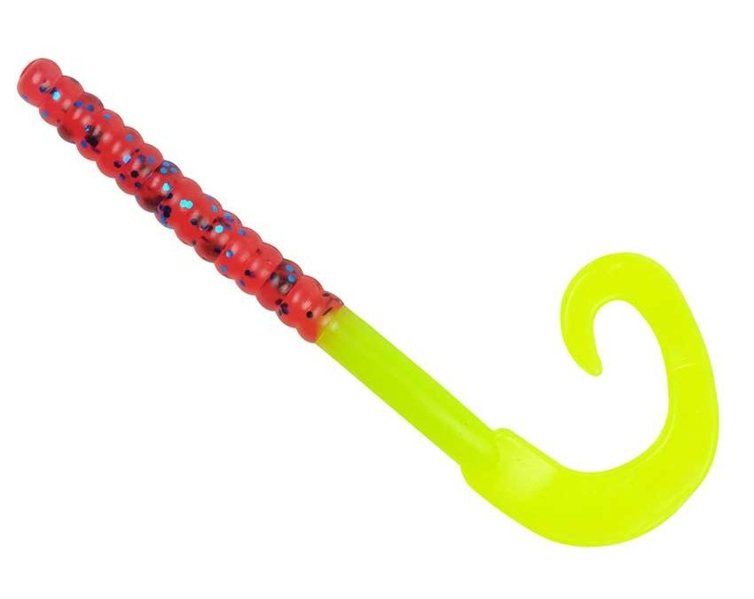 PowerBait Power Worm Soft Bait – 8 1-2″ Bait Length, Plum-Chartreuse, Package of 9