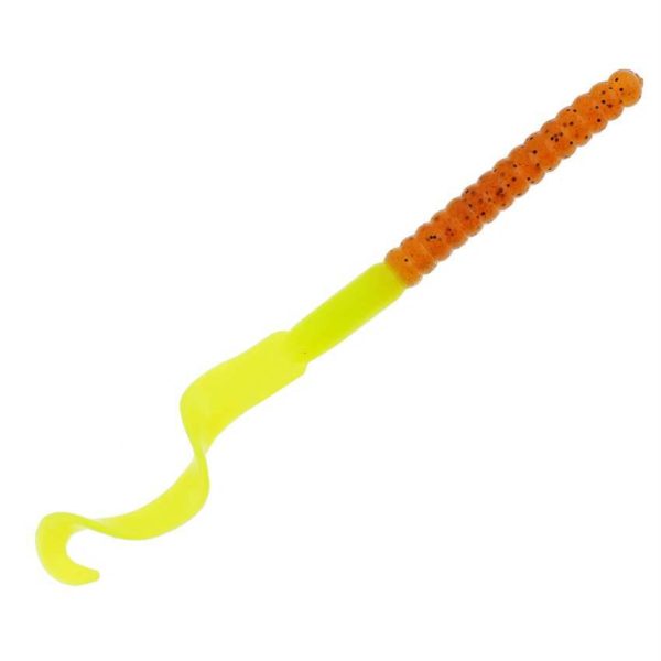 PowerBait Power Worm Soft Bait – 8 1-2″ Bait Length, Pumpkin Chartreuse, Package of 9