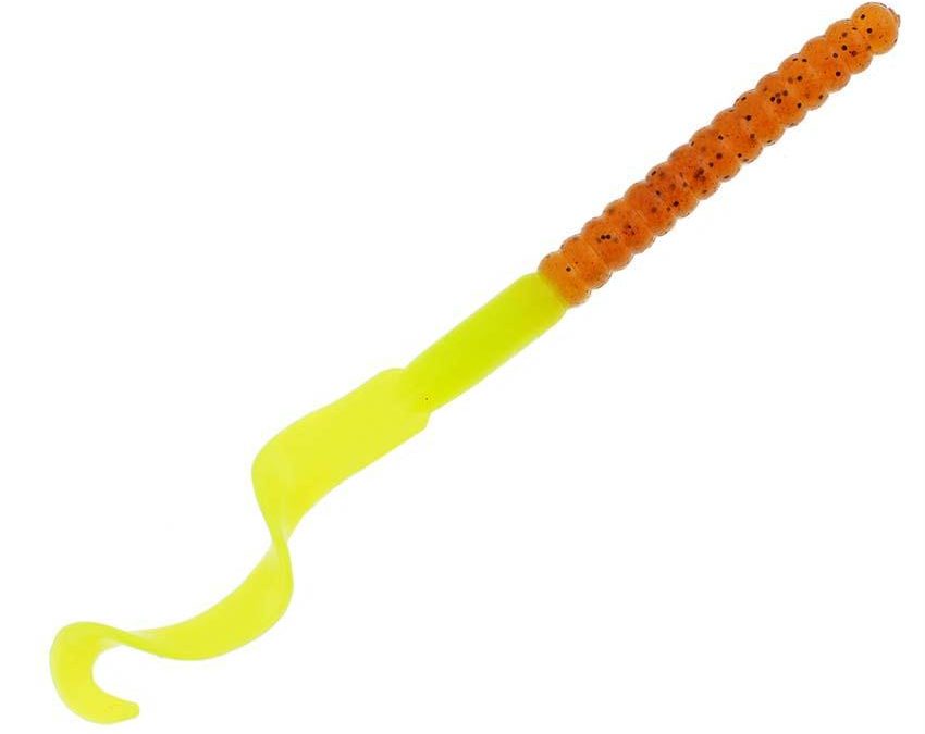PowerBait Power Worm Soft Bait – 8 1-2″ Bait Length, Pumpkin Chartreuse, Package of 9