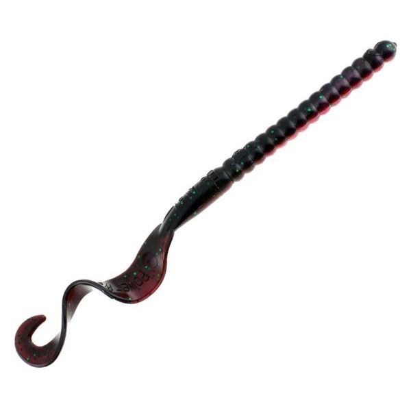 PowerBait Power Worm Soft Bait – 8 1-2″ Bait Length, Red Shad Green Glitter, Package of 9