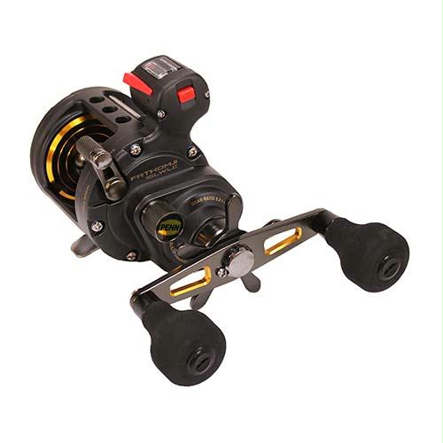 Fathom II Level Wind Line Counter Saltwater Casting Reel – 15, 5.5:1 Gear Ratio, 30″ Retrieve Rate, 30 lb Max Drag, Right Hand
