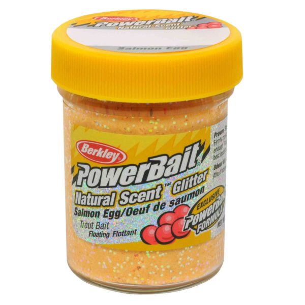 PowerBait Natural Glitter Trout Dough Bait – Salmon Egg Scent-Flavor, Salmon Peach
