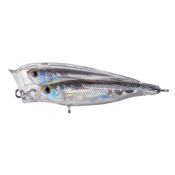 Glass Minnow Juvenile Baitball Popper – Saltwater, 3″, #4 Hook, Topwater Depth, Silver-Smoke