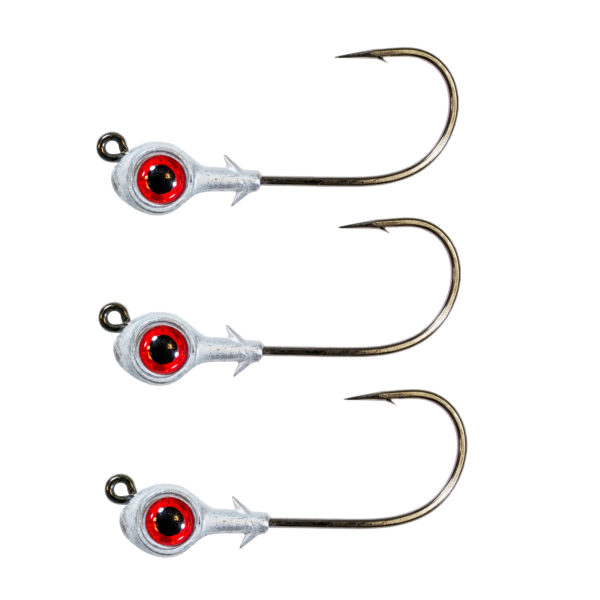 Redfish Eye Jigheads – 1-8 oz, Red, Package of 3