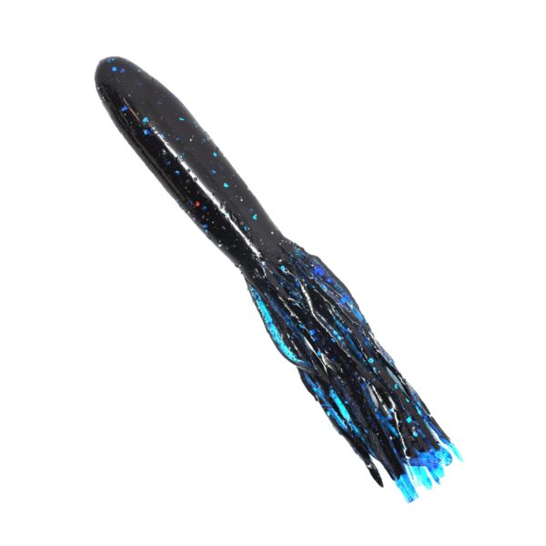 Denny Brauer’s Flip-N-Tube Soft Lure – 4 1-2″ Body Length, Black Blue Flake Blue Tail, Per 8