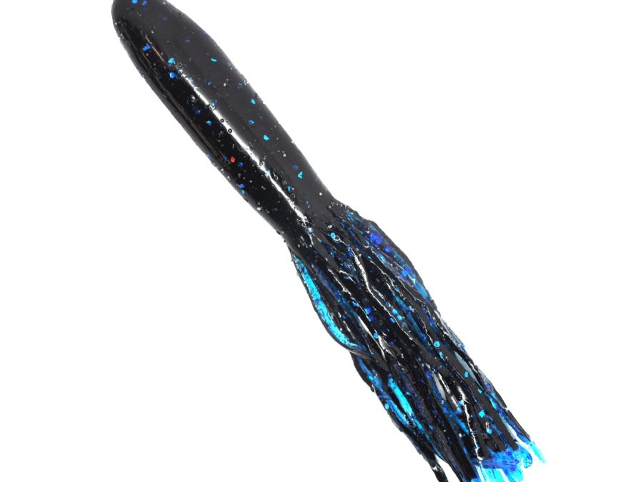 Denny Brauer’s Flip-N-Tube Soft Lure – 4 1-2″ Body Length, Black Blue Flake Blue Tail, Per 8