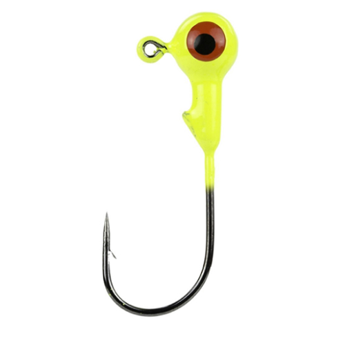 Mr. Crappie Jig Head with Lazer Sharp Eagle Claw Hook – Freshwater, 1-16 oz, #2 Hook, Chartreuse, Package of 8