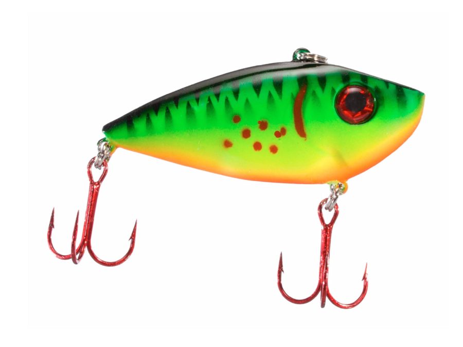 Red Eyed Shad 1-2 oz Hard Lipless Crankbait Lure – 3 1-4″ Length. 8′ Depth, Two Number 6 Treble Hooks, Bleeding Fire Tiger, Per 1