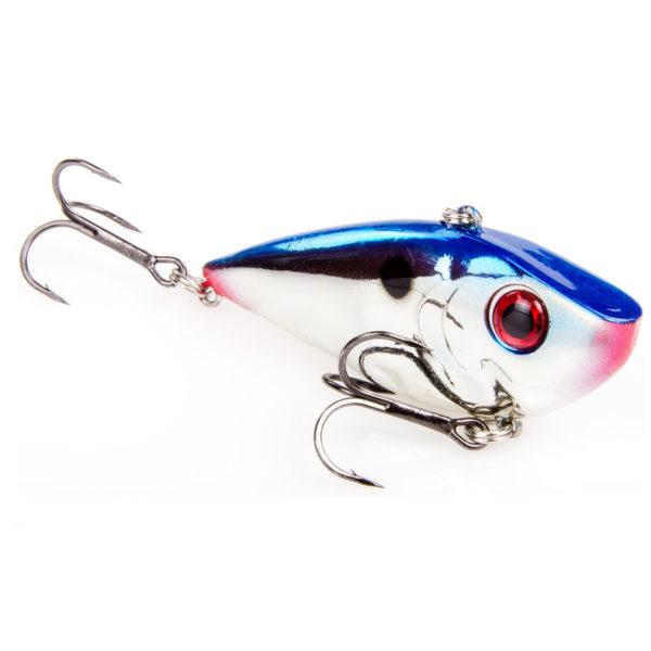 Red Eyed Shad 1-2 oz Hard Lipless Crankbait Lure – 3 1-4″ Length. 8′ Depth, Two Number 6 Treble Hooks, Chrome Blue, Per 1