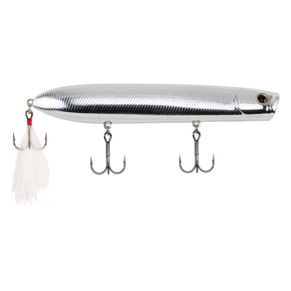 Cane Walker Hard Bait – 5″ Length, 5-6 oz, Topwater Depth, Chrome, Package of 1