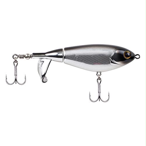 Choppo Hard Bait – 4 3-4″ Length, 1 oz, Topwater Depth, Black Chrome, Package of 1
